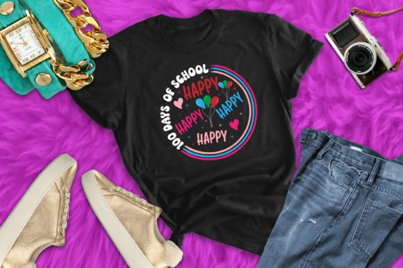 100 Days of School Happy T Shirt Svg: Graphics for Print Templates