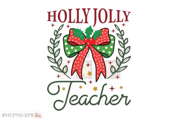 Christmas Teacher Pencil Bow SVG Graphics for T-Shirt Designs