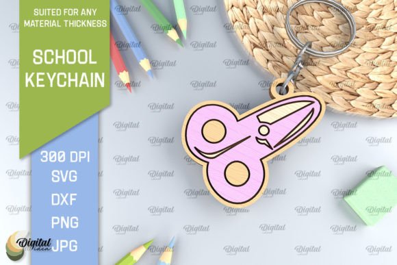School Wooden Keychain Laser Cutting Assets