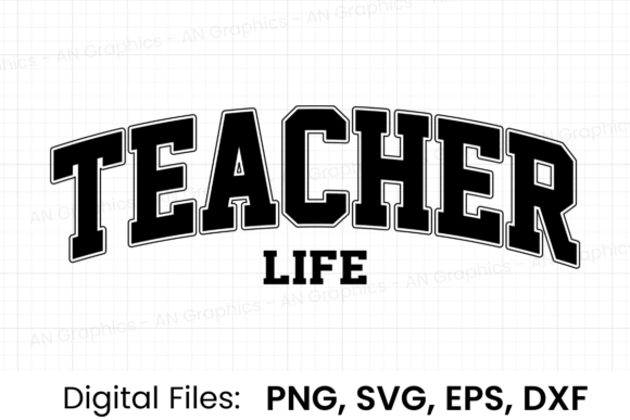 Teacher Life Retro Varsity SVG for T-Shirt Designs and Graphics